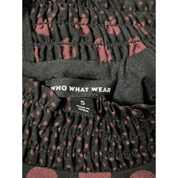 Who What Wear Black Sleeveless Polka Dot Dress Shirred Neck Purple/burgundy SZ S - Picture 6 of 9